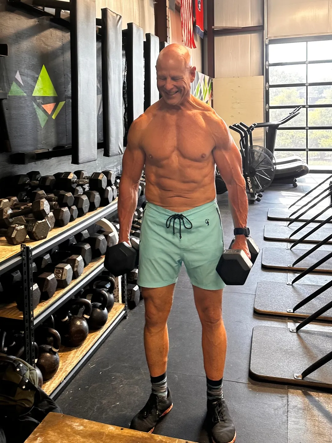 Jason L. wearing Fluro Aqua - 5"