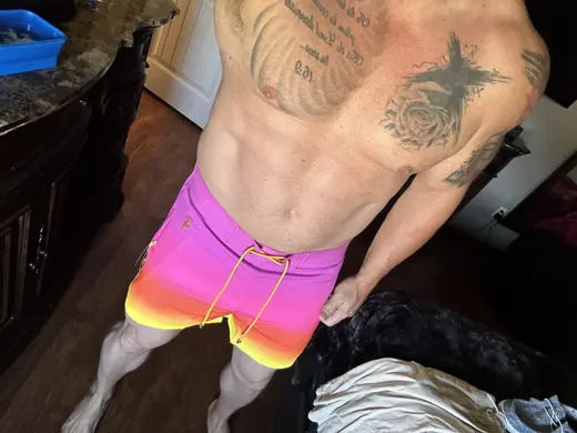 Customer photo from Eric E. review of Faded Crimson Swim Trunks - 3"