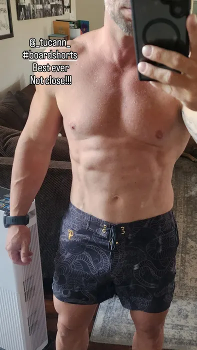 Customer photo from Eric B. wearing Jelly-Ink Swim Trunks - Black - 3"