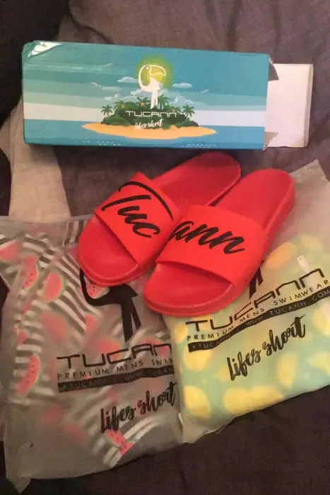 Customer photo from Talon S. review of Lemon Lime Green Swim Shorts