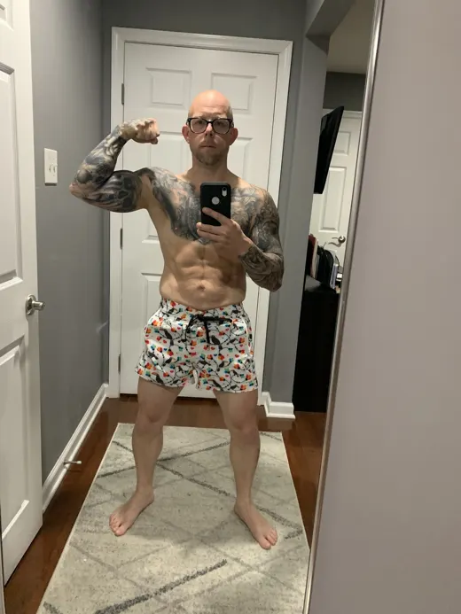 Customer photo from Matthew C. review of Love Birds White Swim Short