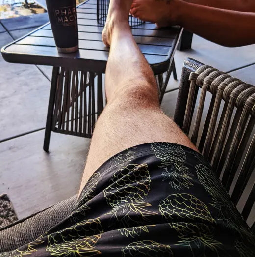 Customer photo from Joshua R. review of Golden Pineapple Black Swim Shorts - 3"