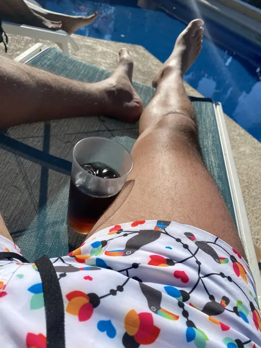 Customer photo from Juan T. review of Love Birds White Swim Short