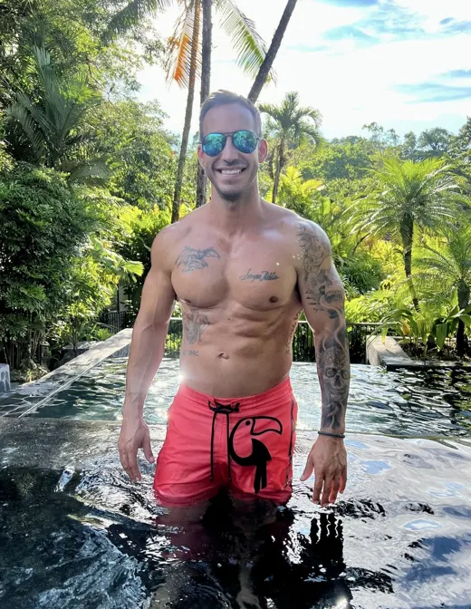 Customer photo from Derek L. review of Watermelon Swim Shorts - 5"