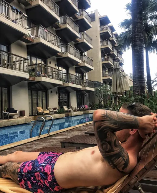 Customer photo from Bailey B. wearing Poppy Blue Swim Shorts - 3"