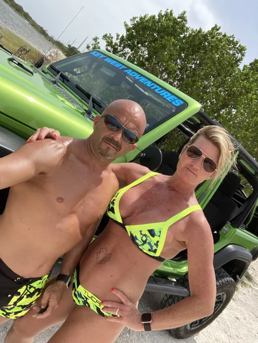 Customer photo from Gabriel P. review of Orange Camo Swim Shorts