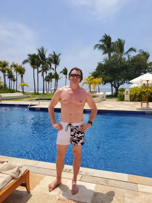Customer photo from Jonathan L. review of Split Camo White Swim Shorts - 3"