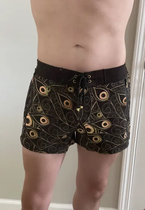 Customer photo from Jeff review of Golden Peacock Swim Trunks - 3"