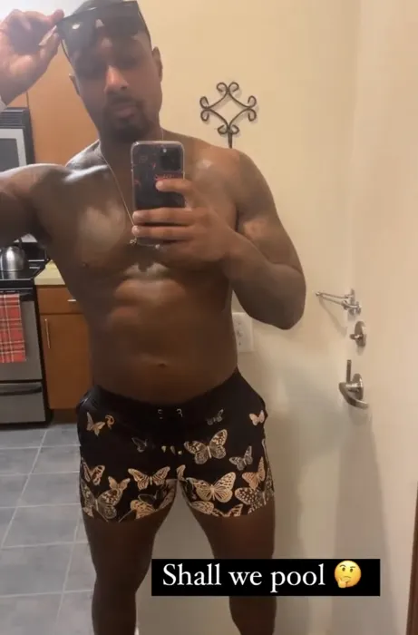 Customer photo from Charles B. review of Golden Butterflies Swim Trunks - 3"