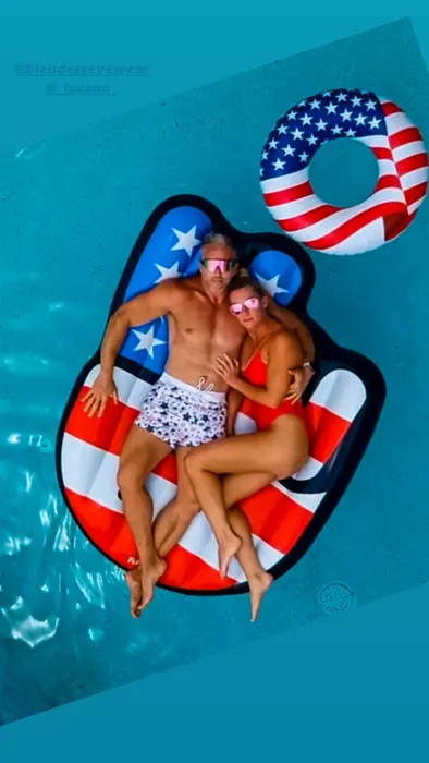 Customer photo from Nicholas F. wearing USA Series Swim Trunk - Stars - 3"