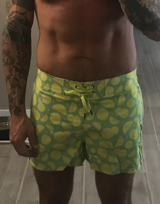 Customer photo from Todd W. review of Drip Series Swim Shorts - Green Drip