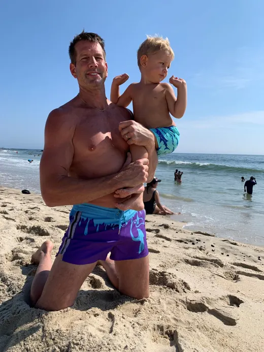 Customer photo from Eric W. review of Drip Series Swim Shorts - Blue Drip