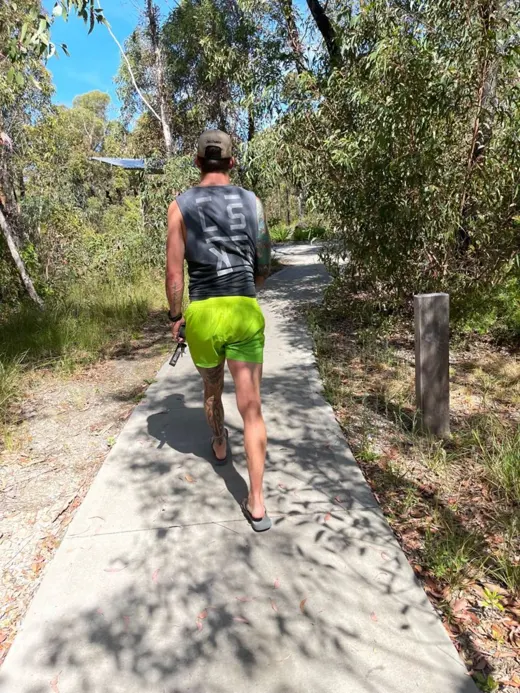 Customer photo from Maddison K. review of Faded Crimson Swim Shorts