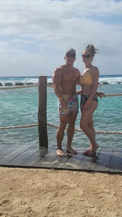 Customer photo from Kyle H. review of Donut Blue Swim Shorts - 3"