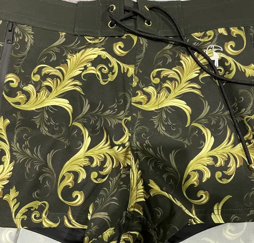 Customer photo from Oliver R. review of Gold Leaf Dark Green Swim Shorts - 3"