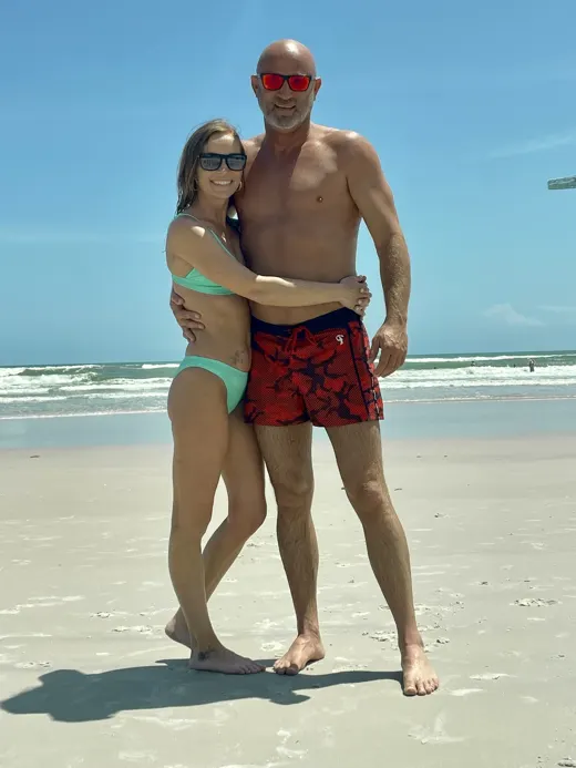 Customer photo from James R. review of Striped Camo Red Swim Shorts - 3"