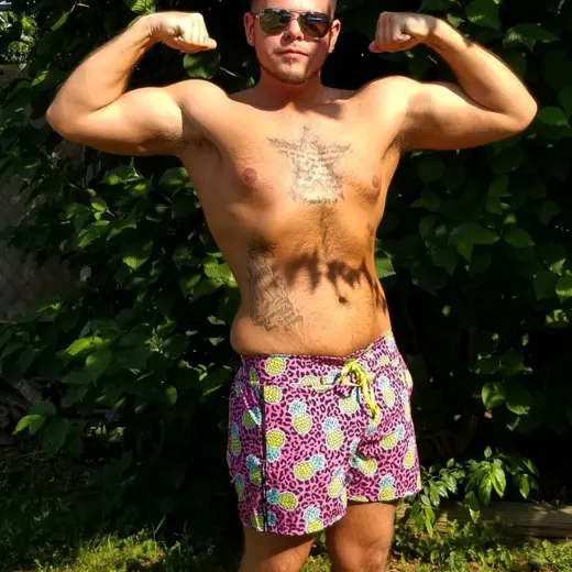 Customer photo from Brian I. review of Pineapple Pink Swim Shorts - 3"
