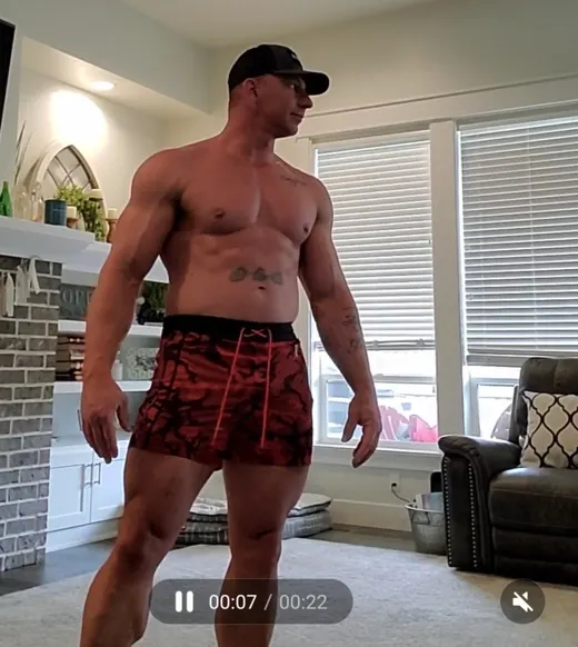 Customer photo from Osa J. wearing Striped Camo Red Swim Shorts - 3"