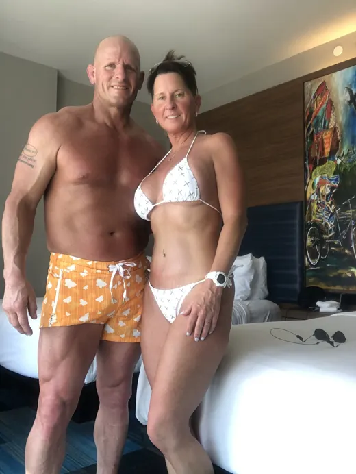 Customer photo from Jenny R. review of Watermelon 2 Blue Swim Shorts - 3"
