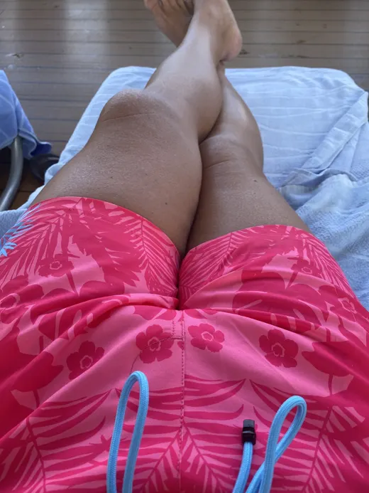 Customer photo from Jacob B. review of Flower Stripes Pink Swim Shorts