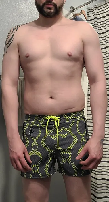 Customer photo from Anthony M. wearing Snake Skin Grey Swim Shorts