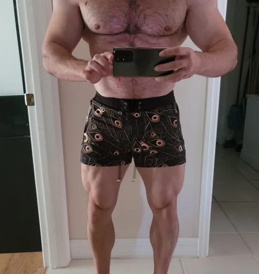 Customer photo from Val S. review of Golden Peacock Swim Trunks - 3"
