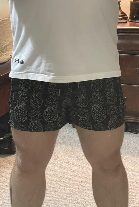 Customer photo from Robert S. review of Golden Pineapple Black Swim Shorts - 3"