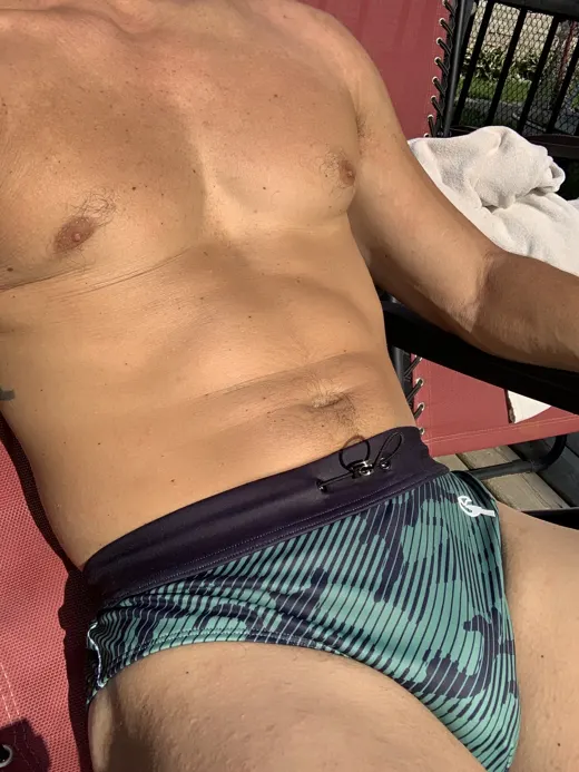 Customer photo from Justin S. review of Green Camo Swim Briefs