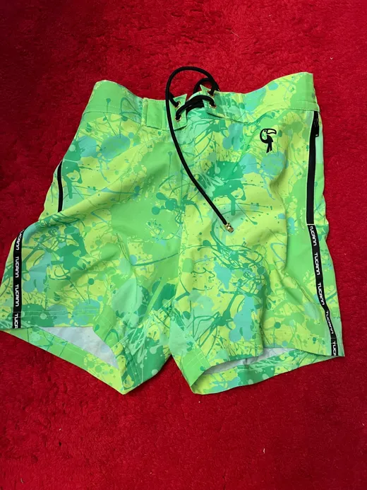 Customer photo from Kevin H. review of Splatter Swim Shorts Green - 5"