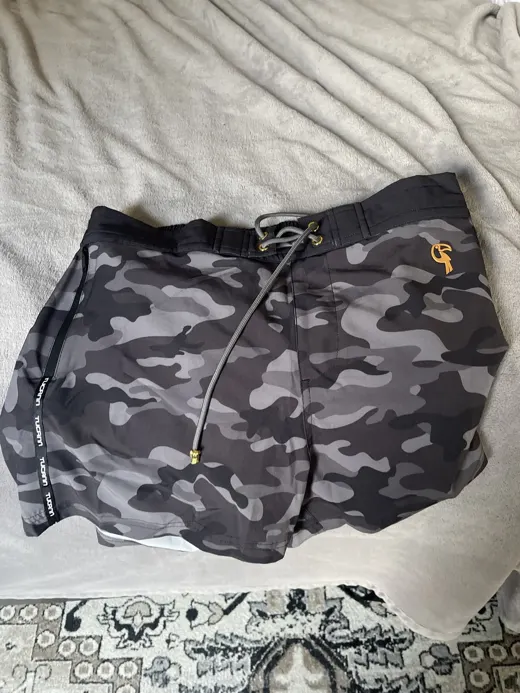 Customer photo from Jarrad H. review of Black Camo Swim Trunks - 3"