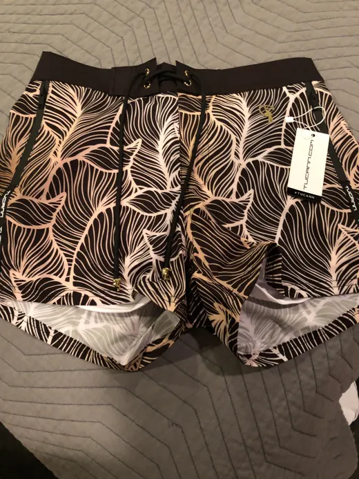Customer photo from Jeff Z. review of Golden Skeleton Leaf Swim Trunks