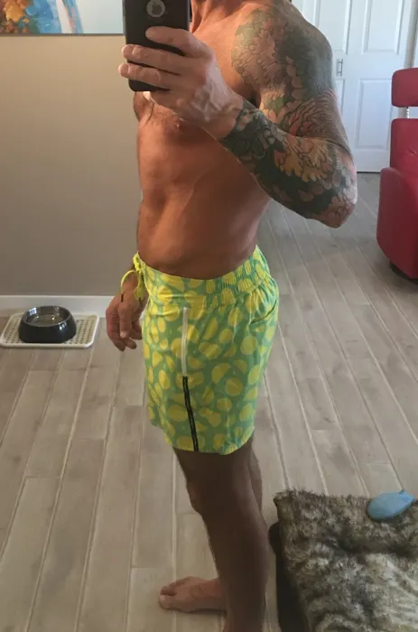Customer photo from Todd W. review of Lemon Lime Green Swim Shorts