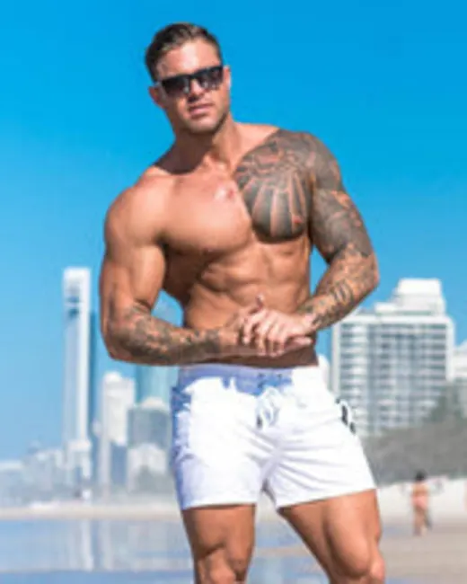 Customer photo from Justin M. review of White Tucann Original Swim Shorts - 3"