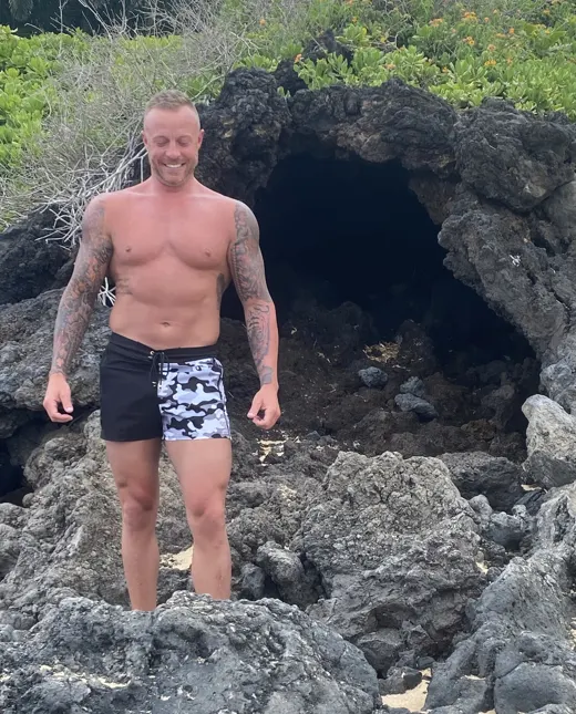 Customer photo from Anthony T. review of Split Camo Black - 3 Inch Swim Shorts