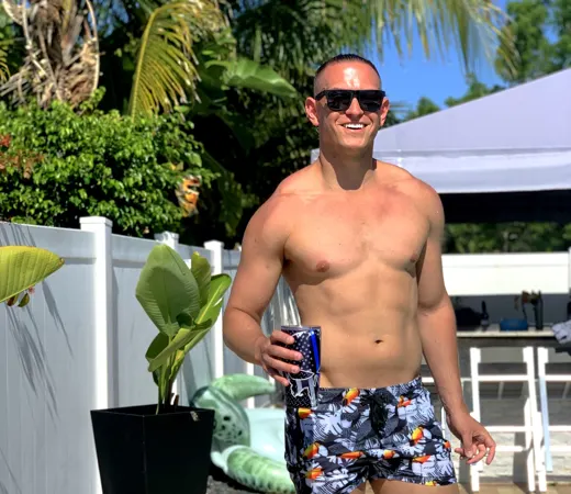 Customer photo from Alan D. review of Black and Yellow Tucann Swim Shorts