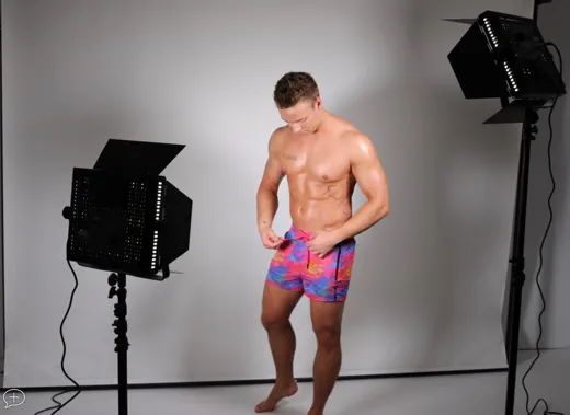 Customer photo from Thomas P. review of Colour Swirl Pink Swim Shorts
