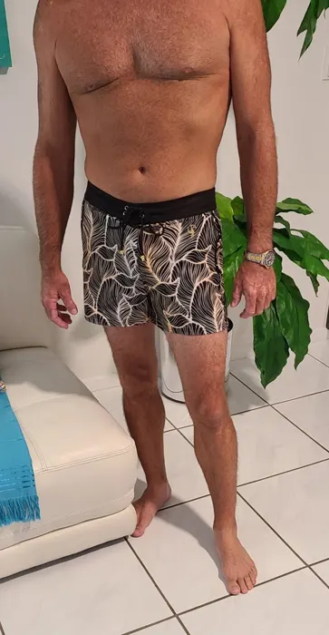 Customer photo from Robert D. review of Golden Skeleton Leaf Swim Trunks