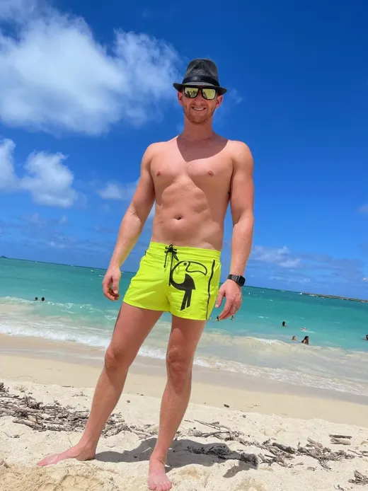Customer photo from Matt review of Fluro Yellow Tucann Swim Shorts - 3"