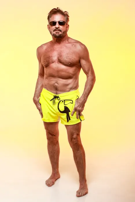 Customer photo from Howard J. review of Fluro Yellow Swim Shorts V2 - 3"