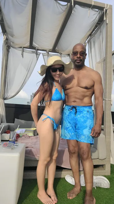 Customer photo from Joseph B. review of Splatter Blue Bikini Bottom
