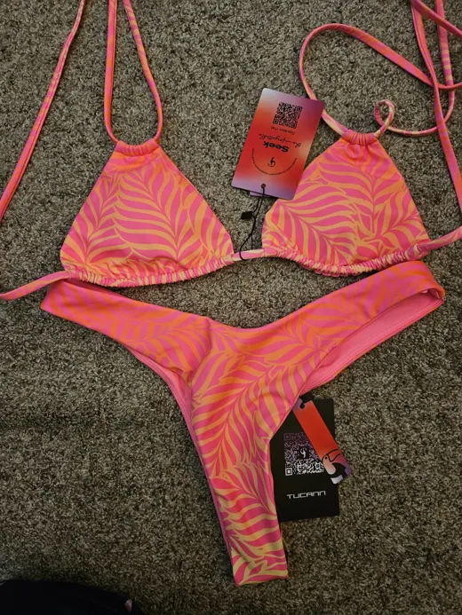 Customer photo from Jennifer C. review of Splatter Pink Bikini Bottom