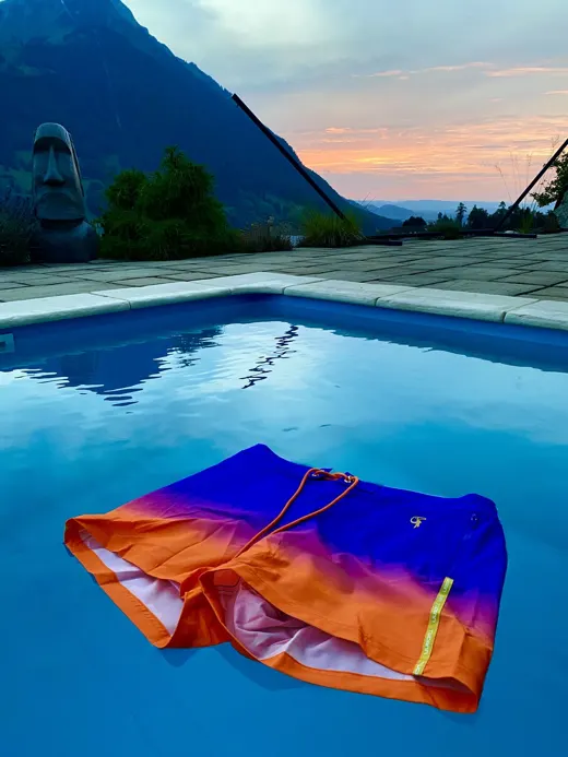 Customer photo from Frank W. review of Faded Crimson Swim Trunks - 3"