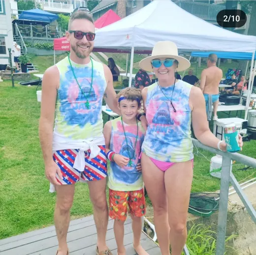 Customer photo from Austin B. review of USA Series Swim Trunk - Stars and Stripes - 3"