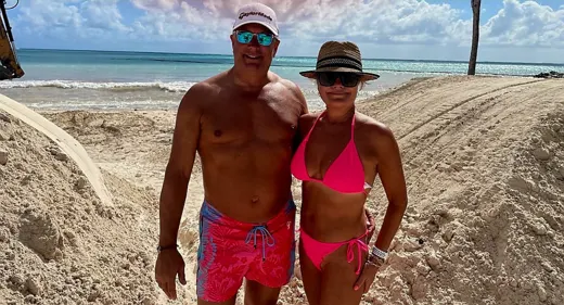 Customer photo from Dave E. review of Flower Stripes Pink Swim Shorts