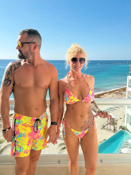 Customer photo from Casey R. review of Wild Splatter Bikini Top - Pink
