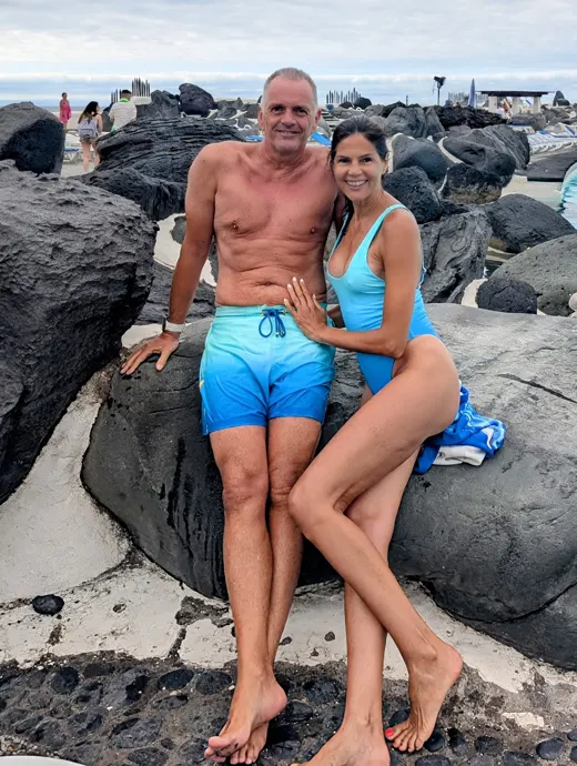 Customer photo from John F. review of Faded Crimson - One Piece Bikini